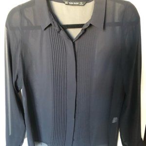 Sheer Zara blue shirt